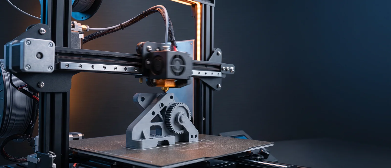 XenFab FDM 3D printer producing a precision-printed mechanical part